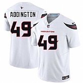 Men & Women & Youth Houston Texans #49 Tucker Addington White 2025 F.U.S.E. Vapor Limited Stitched Jersey,baseball caps,new era cap wholesale,wholesale hats